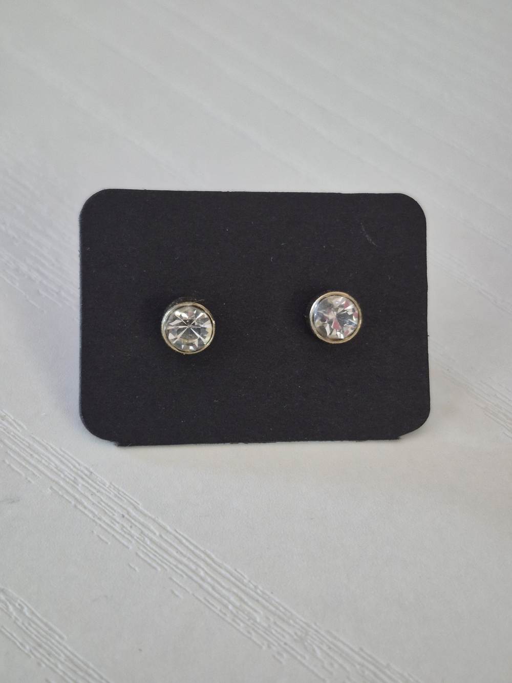 Crystal Stud Earrings - Clear Gold-Trim Women Jewerly